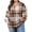 Brown White Plaid, variant on PINKSIR Womens Plus Size Hoodies Trendy Fall Fashion V Neck Oversized Sweatshirt Tops Clothes,Size 1X-5X