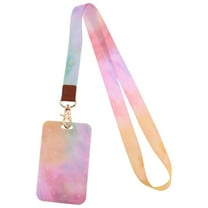 ZMKIAG Durable Pretty Floral Pattern Cell Phone Lanyard with PU Leather Sliding Card Holder and Adjustable Braided Strap, Smart Phone Hand Lanyard Strap for Office Id Cards