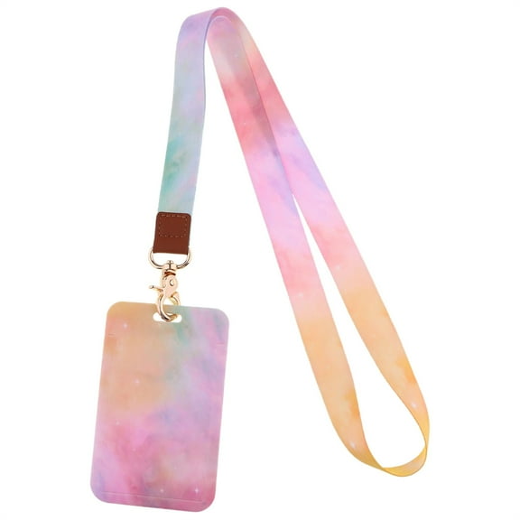 WMGHA Badge Holder, PU Leather ID Badge Holder, ID Badge Holder with Lanyard for Badge Credit Cards College ID Cards,Vertical Style, for Offices, Staff, Students, Employees