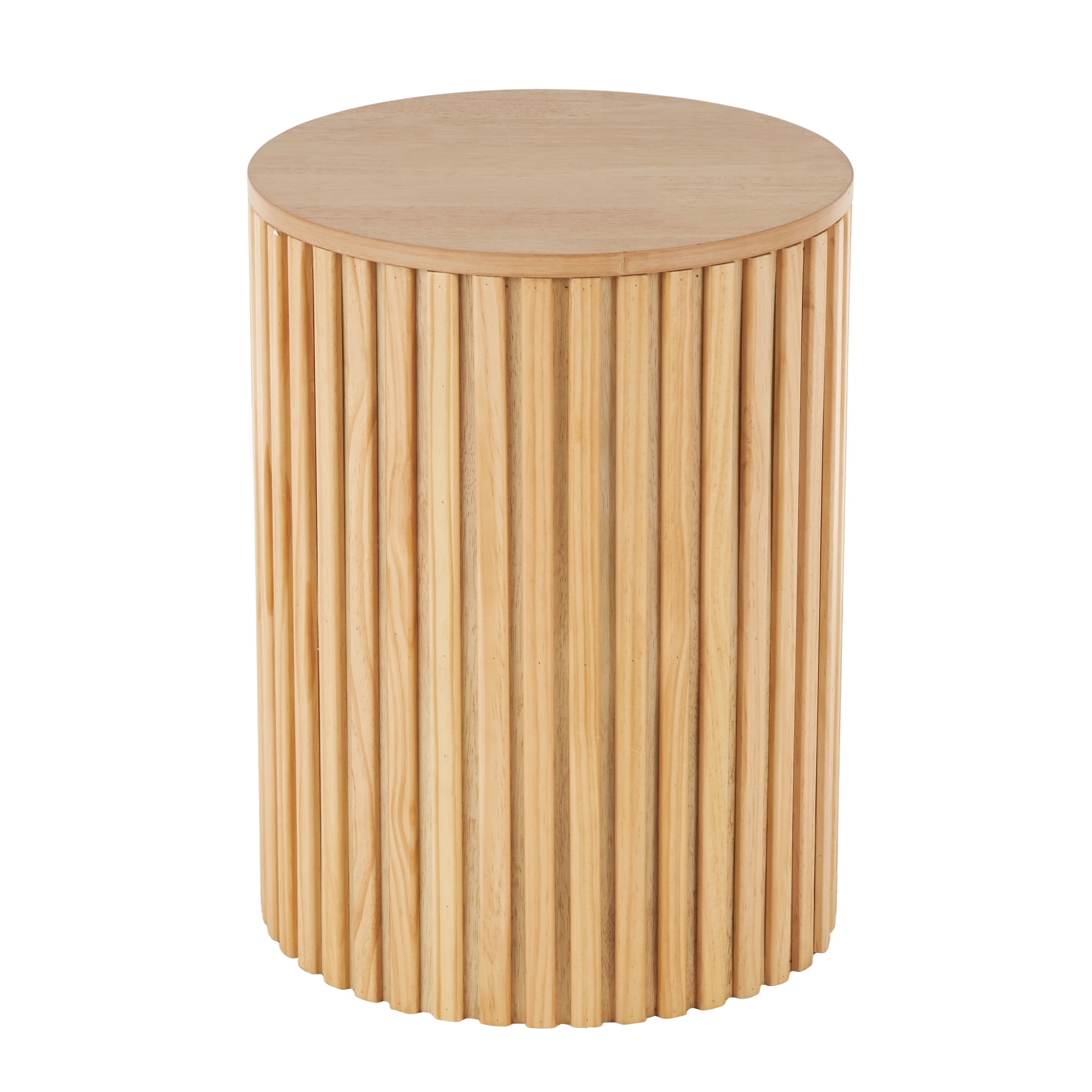 DecMode 16" x 21" Brown Wood Handmade Ribbed Storage Accent Table with Slatted Base, 1-Piece