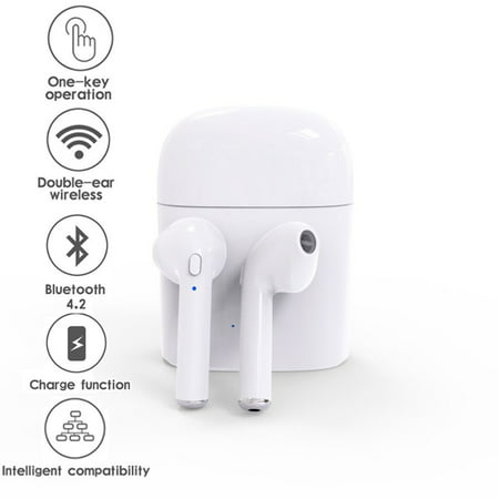 Wireless Bluetooth Headset EarBuds w/ Charging Case - Stereo Sync - Pickup/Deny Calls - iOS & Android