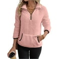 thumbnail image 2 of Womens Fuzzy Fleece Oversized Sweatshirt Quarter Zip Up Pullover Hoodie Long Sleeve Winter Warm Coat Jacket, 2 of 6