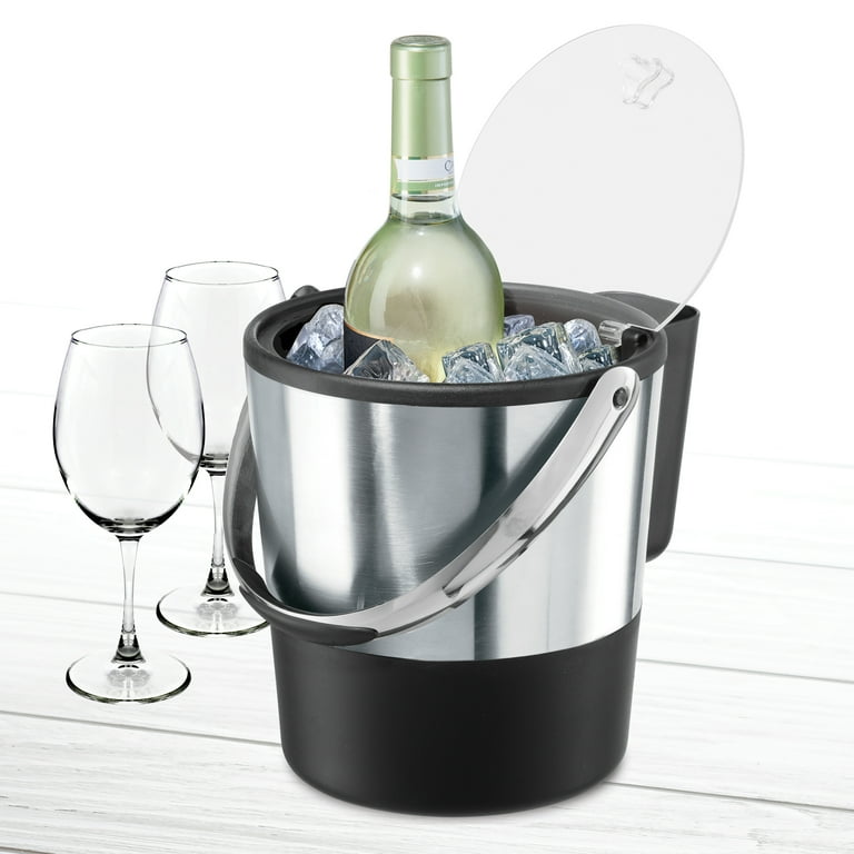 Ice Bucket OGGI Double Wall, Flip Top Ice Wine Bucket W/ Ice