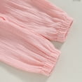 thumbnail image 6 of Okbabeha Baby Girl Fall Outfits Cotton Linen Solid Color Ruffle T-Shirt Dress+Long Pants Headband Toddler Winter Clothes, 6 of 7