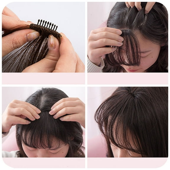 SEWCHICS Woman Clip in Air Fringe Front Hair Fringe Dark Brown with Adjustable Clips
