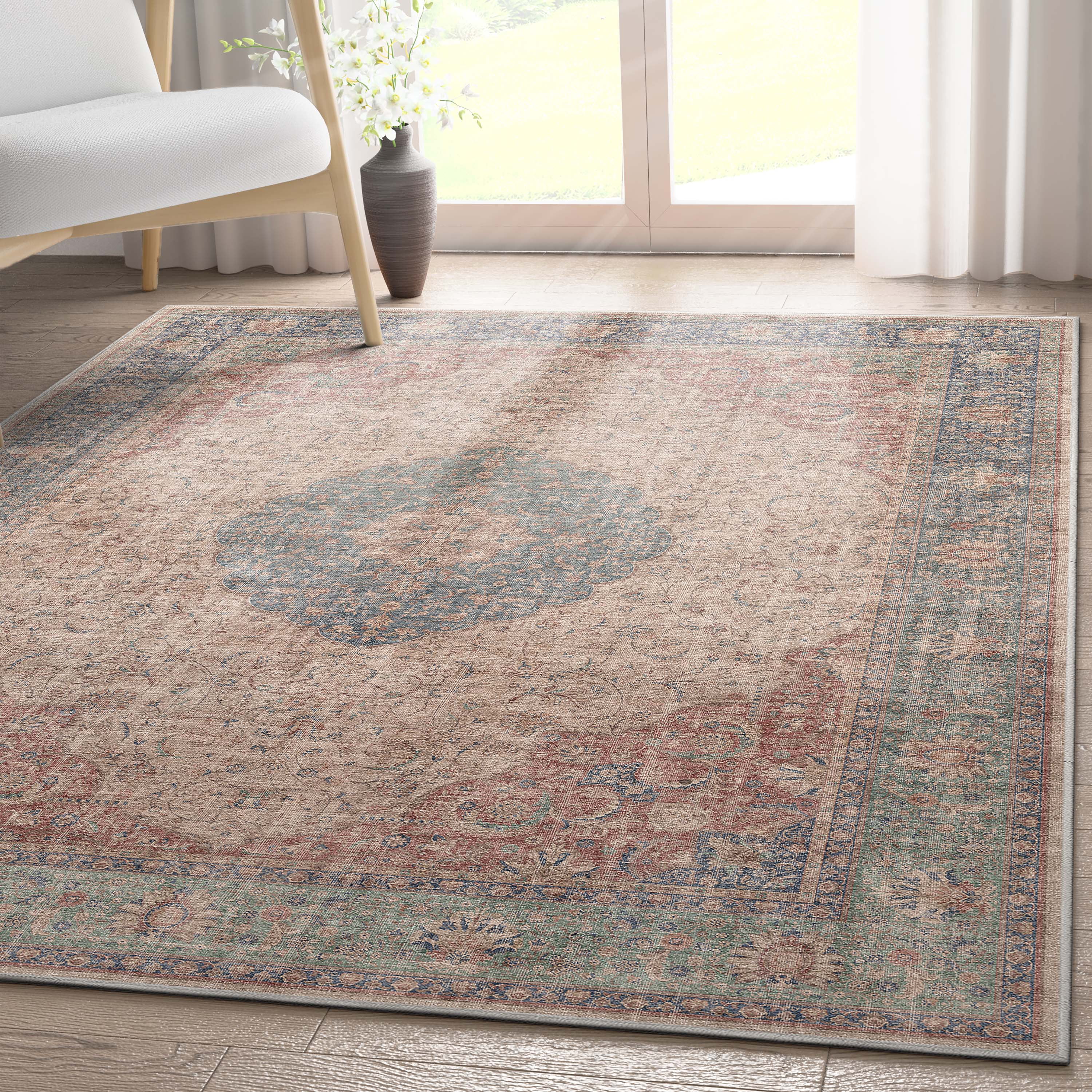 Well Woven Asha Odette Vintage Medallion Oriental Red Blue 5'3" x 7'3" Flat-Weave Area Rug