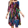 thumbnail image 1 of Multicolored Watercolor Stripes Pattern Sweet Elegant Dress Women Korean Kawaii Square Collar Dress Multicolor Colors Pattern, 1 of 4