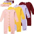 thumbnail image 1 of Newborn Baby Girl Boy Autumn Clothes Knitted Romper Jumpsuit 2PCS Outfits Set, 1 of 5