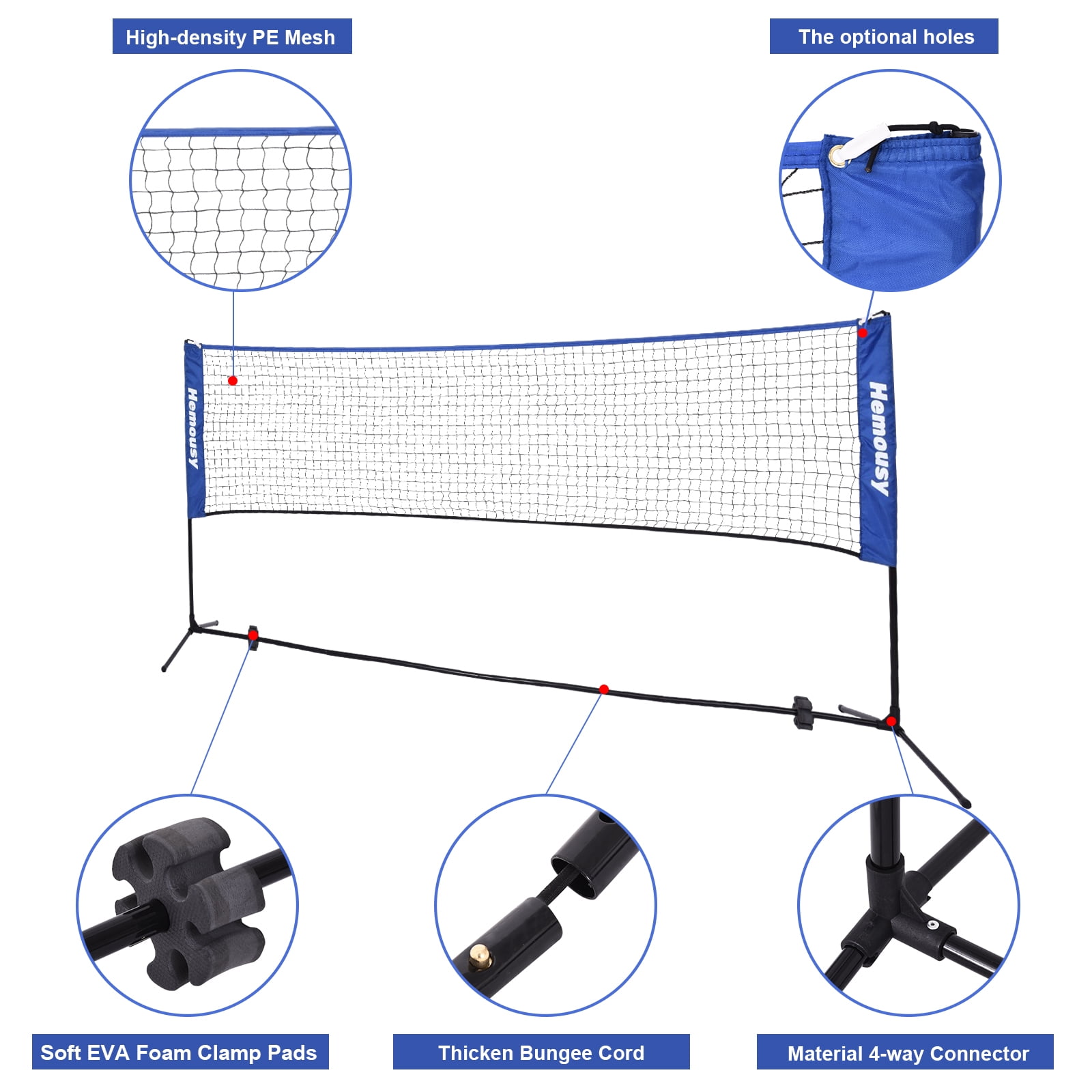 Details about   17FT Portable Volleyball Badminton Pickleball Tennis Net Set for Backyard Games 