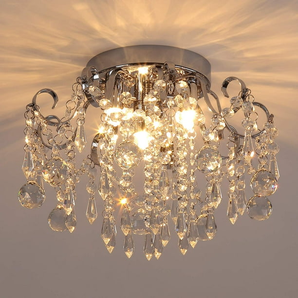 Lámpara de techo de cristal Q&S empotrada de 3 luces cromo