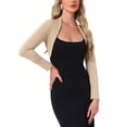 thumbnail image 4 of INSPIRAR CHIC Chaquetas Bolero para Mujeres de Manga Larga Abiertas de Frontal de Algodón Tejido Corto XL Caqui, 4 of 6