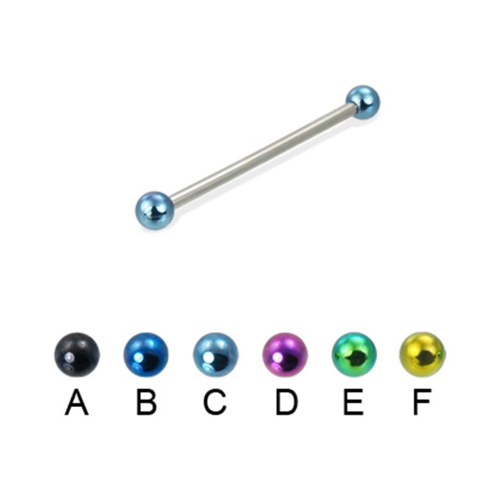 14 Ga Ball Size:1/4 MsPiercing Long Barbell Industrial Barbell With UV Balls 6Mm 14 Ga Ball Size:1/4 MsPiercing Long Barbell Industrial Barbell With UV Balls 6Mm