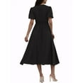 thumbnail image 3 of Vestido de mujer INSPIRE CHIC con escote en V, manga corta, cintura elástica, vestido sólido XS negro, 3 of 7