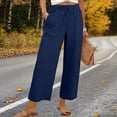 thumbnail image 2 of Kelon Wide Leg Pants for Women High Waisted Elastic Drawstring Casual Lounge Trousers with Pockets L, 2 of 10