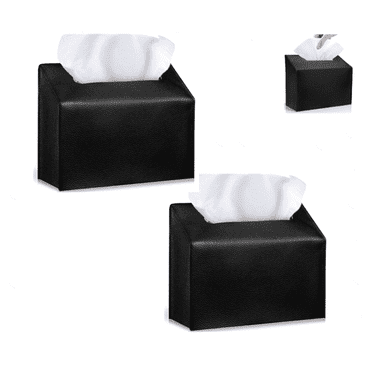 Black Disposable Hand Towel Box Cover Compatible with Kleenex Disposable Paper Hand Towels, Leather Tissue Box Cover Holder for Bathroom Holder (2 Pack)