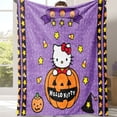 thumbnail image 4 of Mantas de franela de Halloween de Sanrio, mantas de viaje y ropa de cama suaves, transpirables y ultra cálidas de Hello Kitty de Kuromi, regalo de cumpleaños kawaii, 4 of 5