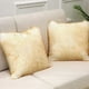 thumbnail image 1 of Nvzi Juego de 2 fundas de almohada cuadradas de piel sintética, fundas de almohada decorativas de felpa de lujo, fundas de cojín de 16 x 16 pulgadas, color blanco y amarillo, 1 of 2