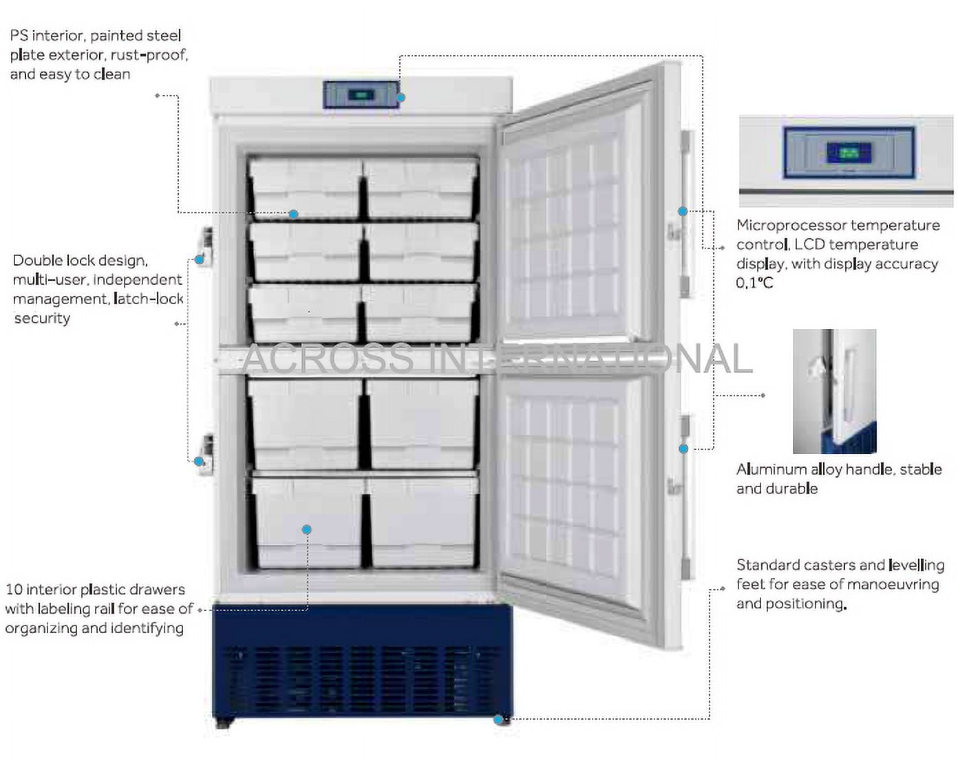 Across International EasyChill 18 Cu Ft -30°C Upright Freezer UL 110V, One-year Warranty