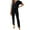 Black, variant on Women's 2 Piece Outfits Deep V Neck Short Sleeve Jumpsuits Long Pant Romper Lounge Jogger Set with Pockets L