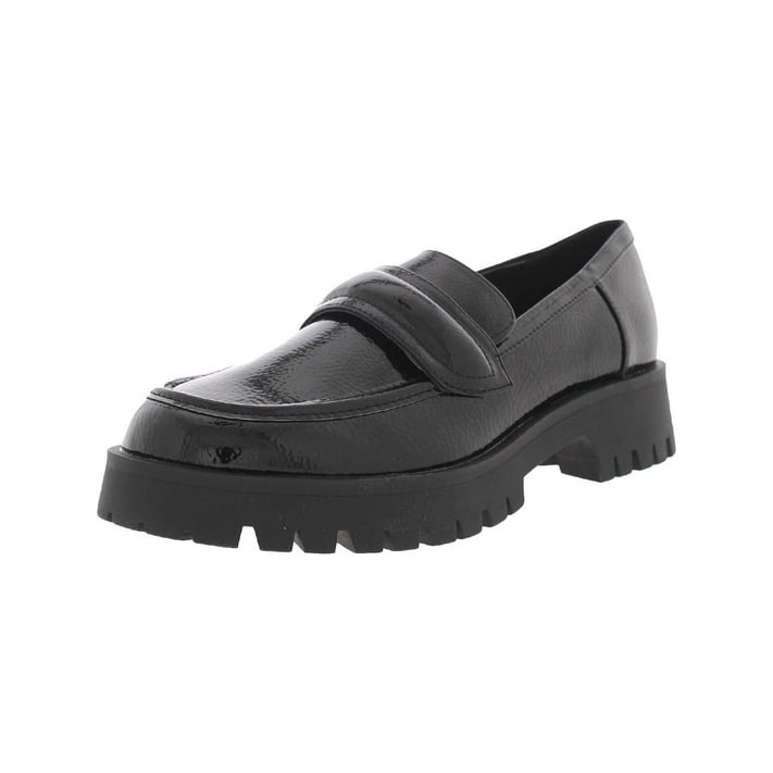 Nine West Womens Garren 3 Faux Leather Embossed Loafers Black 8 Medium