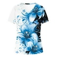 thumbnail image 5 of Womens Tops Print Short Sleeve V-Neck T-Shirt Blue S, 5 of 5