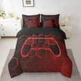 thumbnail image 2 of Erosebridal Teens Gamepad Bedding Sets King Size, Geometry Honeycomb Comforter Sets with Sheets, Neon Red, Reversible 7 Pieces, 2 of 5