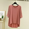 thumbnail image 2 of XIAfhje Casual Summer Short Sleeve Oversized T Shirt Basic Tees Tops For Women Solid Color 3/4 Sleeved Round Neck Loose Tank Top Fashion Trendy Basic Soft Outfits Comfy Clothes 2024, 2 of 3