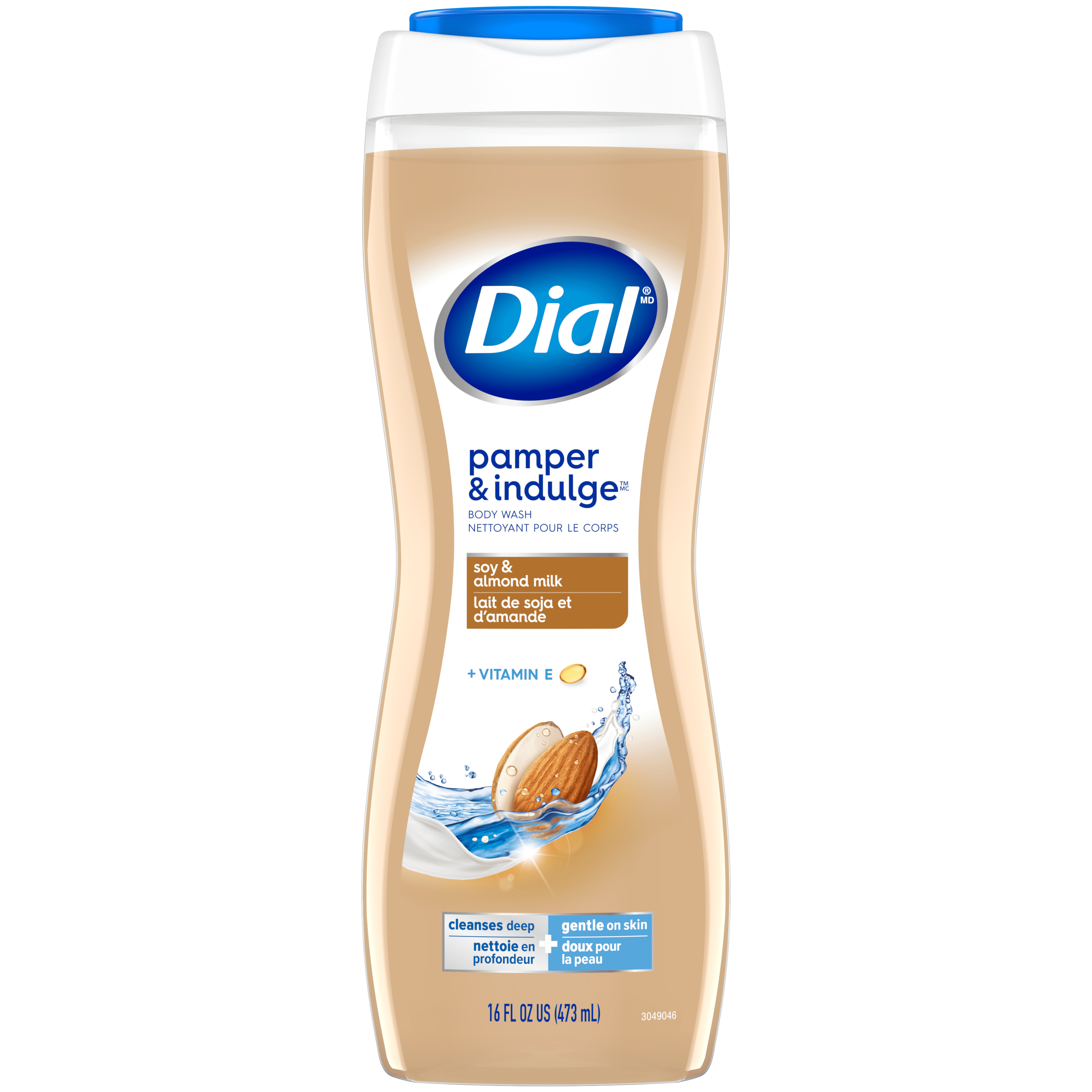 Nettoyant hydrant pour le corps à soja et lait d'amande Dial, 473 ml, testé par des dermatologues, sans silicones, parabènes, phtalates ni SLS, emballage de 1 1 bouteille, 473 ml