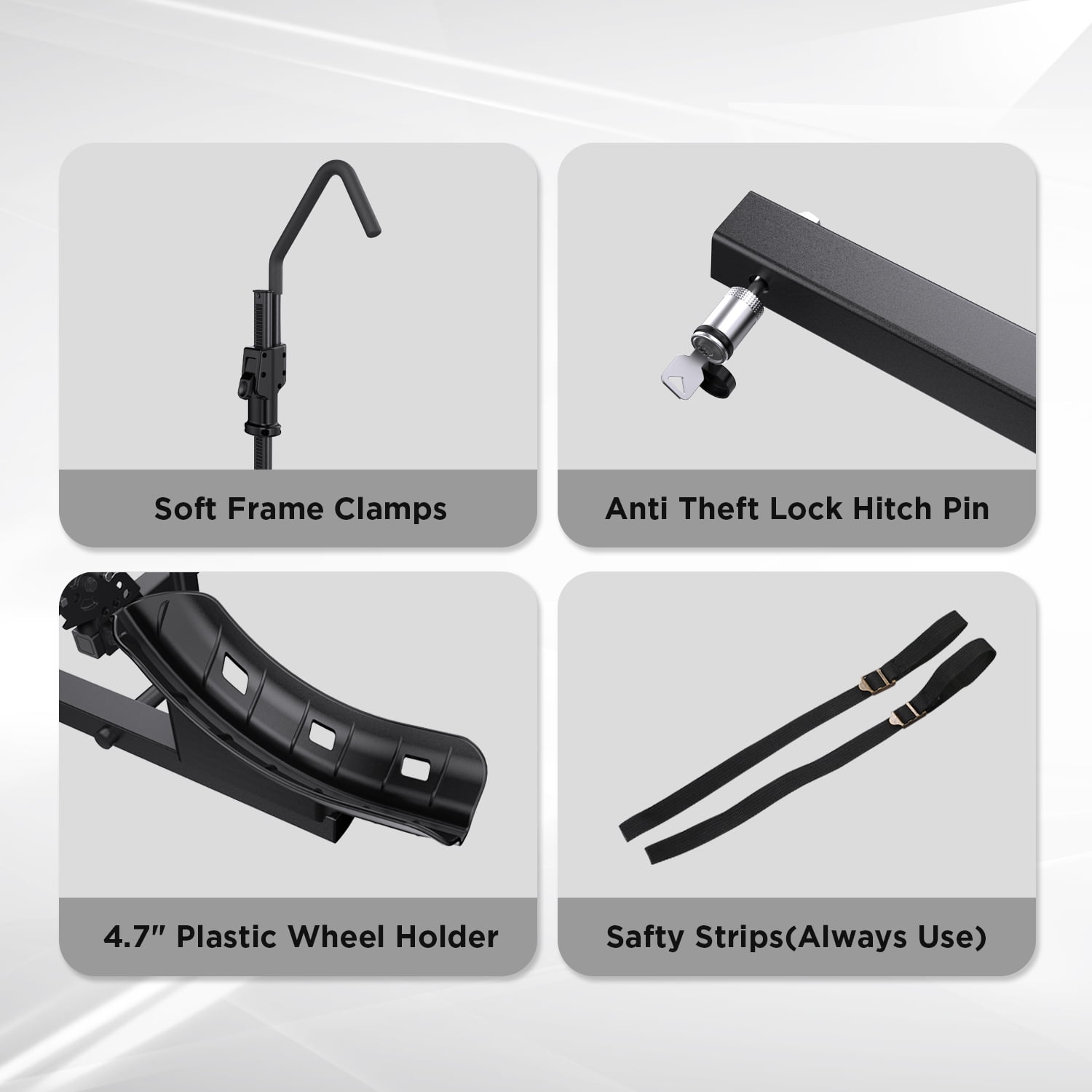 Tanx 2-Bike Hitch Mount Rack, 200lbs Ebike Fat Tire Bike Carrier, Model HB304, Black