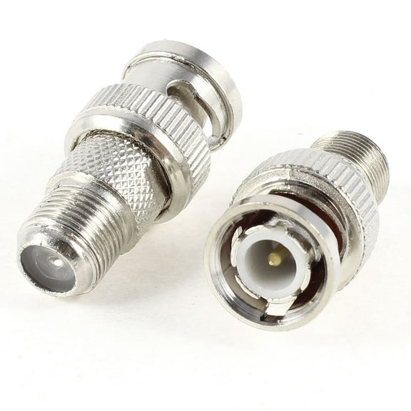 Unique Bargains 2pcs BNC Male to F-Type Female Jack Coax CCTV Cable Connector Coupler