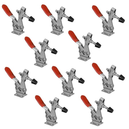 UPC: 0843441101031 | POWERTEC 20331 Quick Release Horizontal Toggle Clamp w Rubber Pressure Tip – Hold Down Hand Tool 500 lb Holding Capacity  225D -10PK