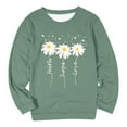 thumbnail image 4 of Oversized Sweatshirt for Women Flower Print Fall Crewneck Sweatshirt Long Sleeve Basic Pullover Top Fall Stretchy Casual Tops Hoodies for Women Light Green M, 4 of 4