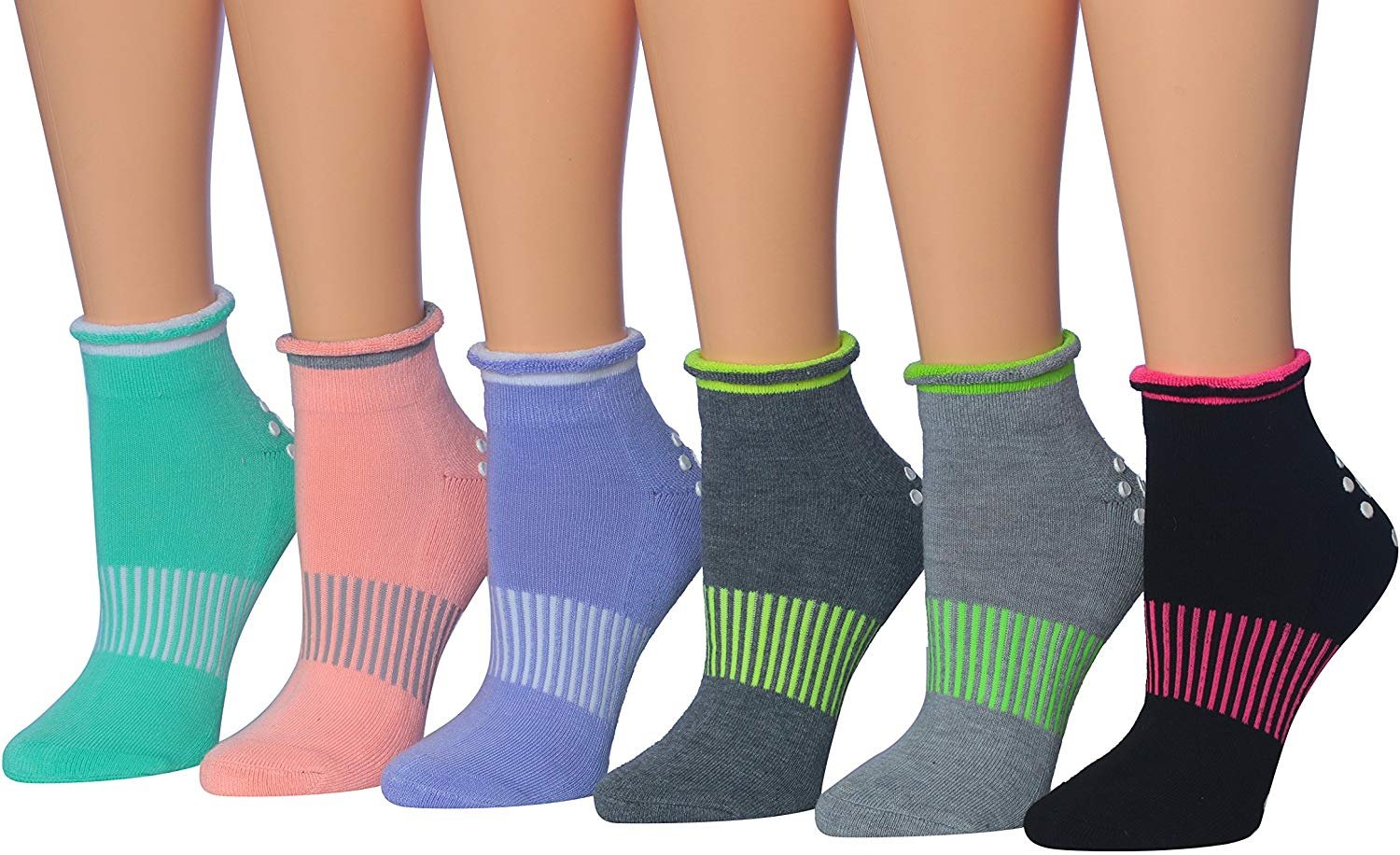 Ronnox Women's 6Pairs AntiSkid NonSlip SiliconeGripper Low Cut