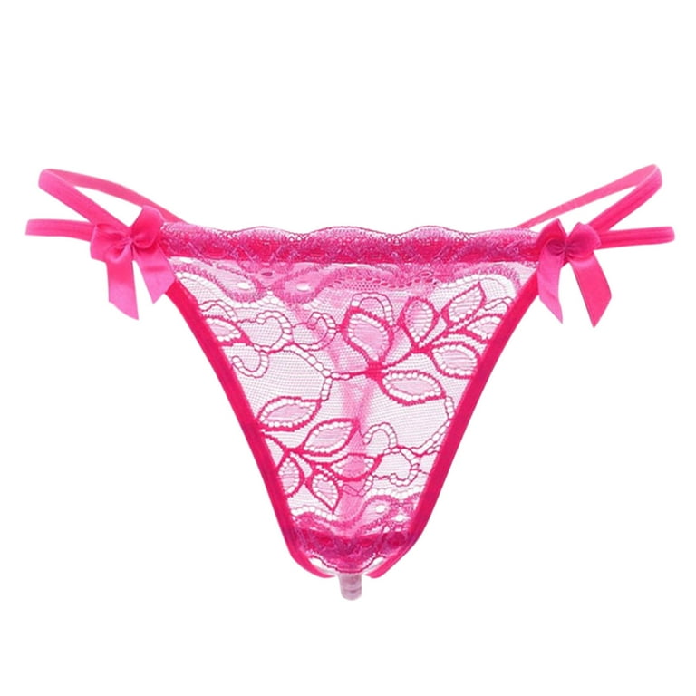 TAIAOJING Womens Underwear Lace Cutout Lace Thong Pearl Panties Panties  Ladies Briefs
