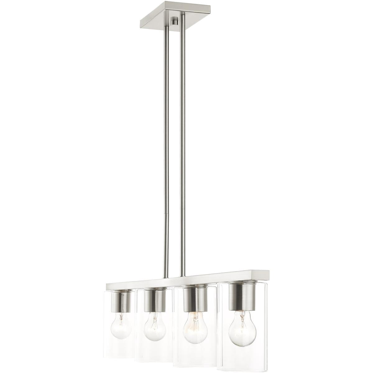 4.5 inch 4 Light Brushed Nickel Chandelier with Clear Glass Shade