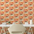 thumbnail image 2 of Ambesonne Floral Peel & Stick Wallpaper for Home, Vintage Colorful Peonies, 13"x100", Scarlet and Green Brown, 2 of 5