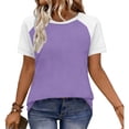 thumbnail image 5 of Neewe Womens T Shirt Short Sleeve Crew Neck Basic Color Block Tee Tops, 5 of 9