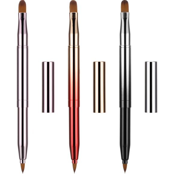 TOODOO 3 Piezas Pincel de Labios Pincel Delineador de Lápiz Labial Retráctil Pincel de Maquillaje de Base de Doble Punta con Aplicadores de Viaje