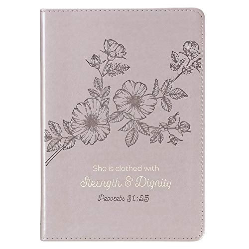 Pre-Owned Christian Art Gifts Classic Journal Strength and Dignity Proverbs 31 Woman Bible Verse, Inspirational Scripture Notebook, Ribbon Marker, Gray Faux Leather Flexcover, 336 Ruled Pages