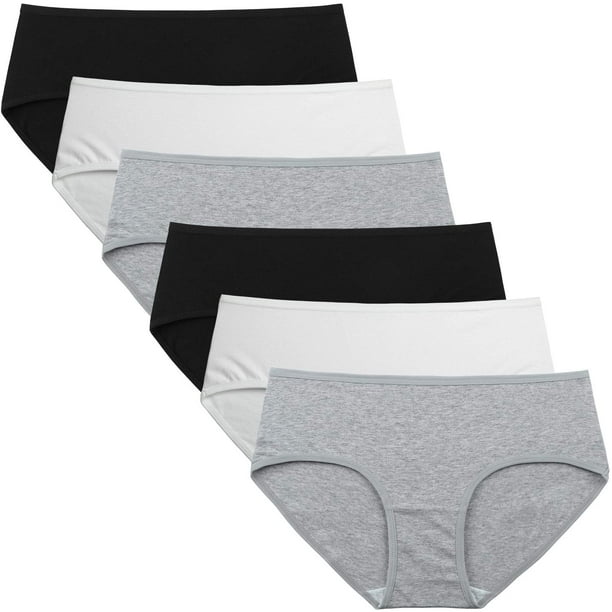 INNERSY Hipster Underwear for Women Cotton Panties by The Pack of 6 (S,  Black/White/Gray) 