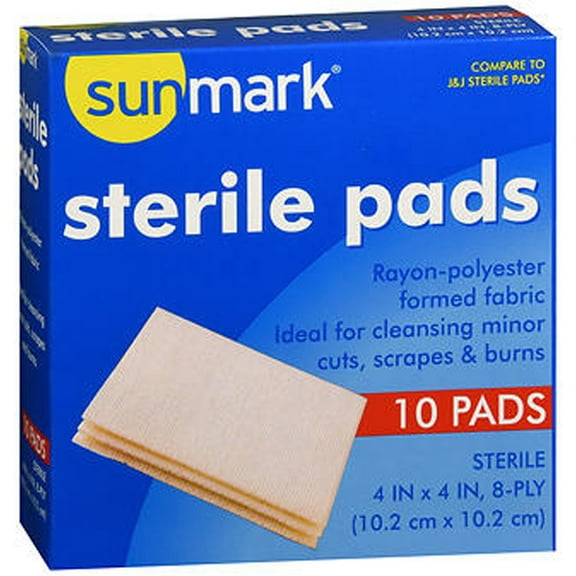 Sunmark Sterile Pads, 4" x 4", 10 Count