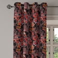 thumbnail image 2 of Ambesonne Flower Grommet Curtain, Japanese Vivid Florals, 50" x 120", Black Orange Mustard, 2 of 6