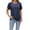 Dark Blue, variant on Women's Short Sleeve Shirts Summer Crewneck Lace Tunic Tops Pleated Casual Going out Dressy Blouse