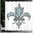 thumbnail image 4 of Ambesonne Retro Shower Curtain, Grunge Renaissance, 69"Wx75"L, Blue White Black, 4 of 5