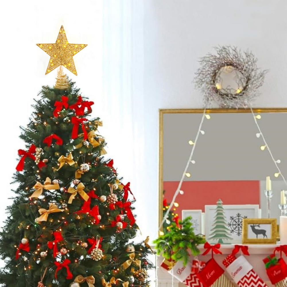 Uncahome Gold Glitter Star Christmas Tree Topper 10 Inch photo 5