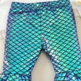 thumbnail image 4 of XAOFW Girl's Pants Shiny Scale Print Elastic Waist Flared Pant With Ruffle Hem Lightweight Wide Leg Trousers Party Night Comfortable Stylish Slacks, 4 of 5