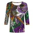 thumbnail image 4 of Penkiiy Blouse de Carnaval Manches 3/4 Chemise de Printemps Tee Quotidien Imprimé Masque Blouse Mardi Gras Col Rond 2024 Tee Tunique Habillée 2TG Multicolore, 4 of 5