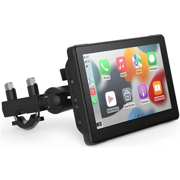 Zcargel Motorcycle GPS Navigation Screen 5in IPS Touchscreen 1080P HD Dual Dash Cam IP67 CarPlay Bluetooth Tire Pressure Monitoring