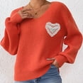 thumbnail image 6 of Lenpel Sweaters for Women Trendy V Neck Lantern Long Sleeve Chunky Knit Pullover Tops Casual Loose Fashion Sweaters(Orange,X-Large), 6 of 7