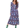 thumbnail image 1 of Sunisery Women's Christmas Maxi Dresses Long Sleeve V Neck Dress Cocktail Gown Evening Party, 1 of 8